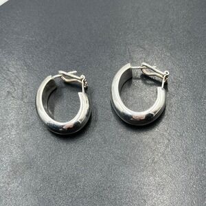 Vintage Wide 950 Peru Pierced Hoop 5.78 Grams Dangle Drop Silver 1980s Earrings